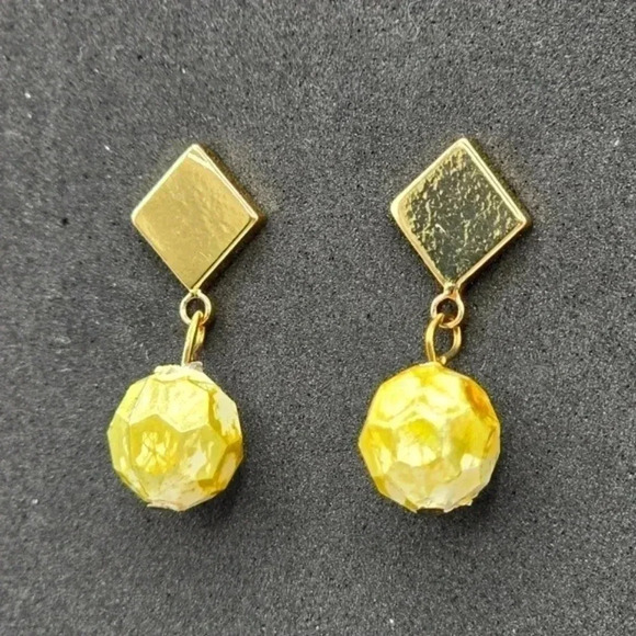 Yellow Bead Gold Dangle Stud Hook Boho Retro Earrings Fashion Jewelry JP1 - Picture 2 of 4